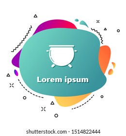 White Halloween witch cauldron icon isolated on white background. Happy Halloween party. Abstract banner with liquid shapes. Vector Illustration