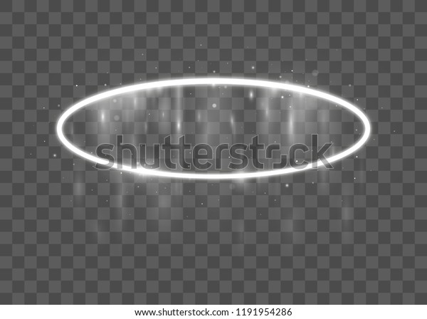 White halo angel ring. Isolated on\
black transparent background, vector illustration, eps\
10.