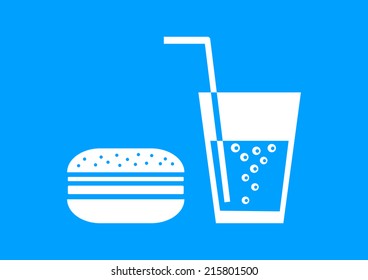 White hamburger icon on blue background