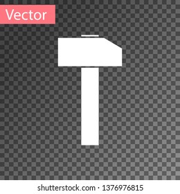 White Hammer icon isolated on transparent background. Tool for repair. Vector Illustration