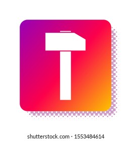 White Hammer icon isolated on white background. Tool for repair. Square color button. Vector Illustration