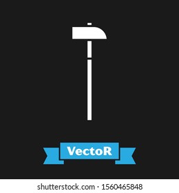 White Hammer icon isolated on black background. Tool for repair.  Vector Illustration