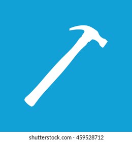 White hammer icon vector illustration. Blue background