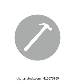 White hammer vector illustration. Gray circle. Gray button