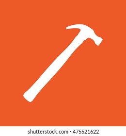 White hammer vector illustration. Orange background