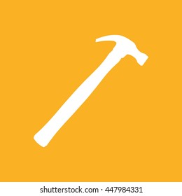White hammer vector illustration. Yellow background