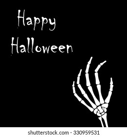 White hand bone in black background for Halloween