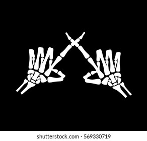 White hand bone show the number ten in chinese hand sign in black background, wrong or prohibit sign