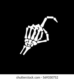 White hand bone show the number nine in chinese hand sign in black background