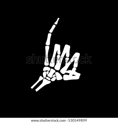 White hand bone show the reconcile sign in black background