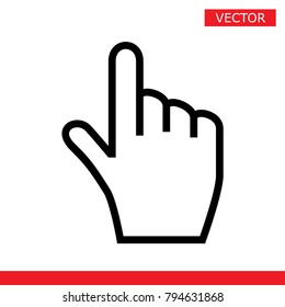 White hand cursor pointer icon. Flat version vector illustration