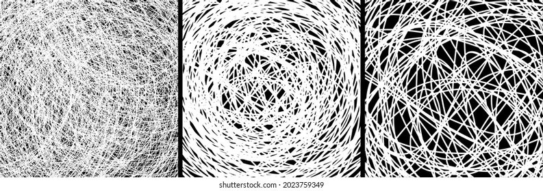 White hand drawn backgrounds set.  Scribble pen texture. Pencil pattern. Vector illustration