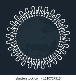 White hand drawn border isolated on chalkboard background. Design element for text frames, photo frames or greeting cards.