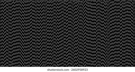 White hand drawn dashes on black bg as a rain seamless patern. Abstract simple texture with chaotic irregular strokes. Vector illustration.