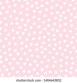 White hand drawn dots in random design. Seamless vector pattern on pastel pink background. Great for wellness, beauty, wedding products, baby shower, giftwrap, stationery, packaging