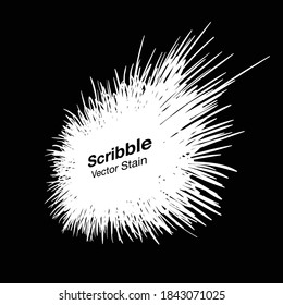 White hand drawn scribble pencil explosion shape. Sale banner. Scratch pen line sketch. Brush stroke stain. Vector design elements. 