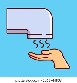 White Hand Dryer Vector Illustration Icon. Flat Cartoon Style