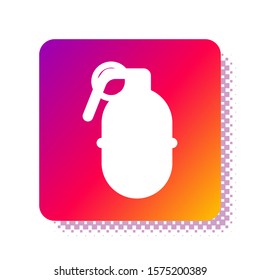 White Hand grenade icon isolated on white background. Bomb explosion. Square color button. Vector Illustration