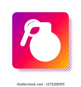 White Hand grenade icon isolated on white background. Bomb explosion. Square color button. Vector Illustration