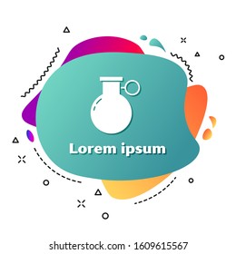 White Hand grenade icon isolated on white background. Bomb explosion. Abstract banner with liquid shapes. Vector Illustration