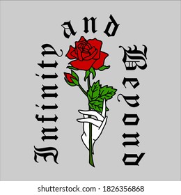 White Hand Hanging a Bloom Red Rose Illustration 