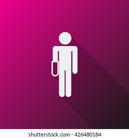 White Hand icon on pink background