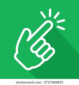 Icono de la mano blanca que señala el dedo con las líneas en el icono verde del fondo