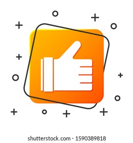 White Hand like icon isolated on white background. Orange square button. Vector Illustration