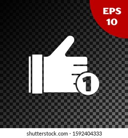 White Hand like icon isolated on transparent dark background.  Vector Illustration