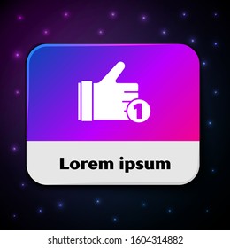 White Hand like icon isolated on black background. Rectangle color button. Vector Illustration