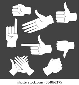 White hand and many poses ,vector
