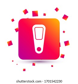 Icono de espejo de mano blanca aislado en fondo blanco. Botón Color cuadrado. Ilustración vectorial