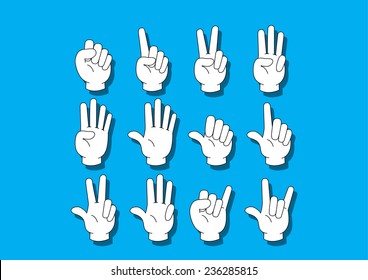 White hand notation about number on the blue background.