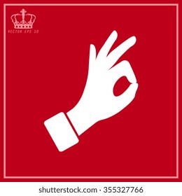 White hand okay vector icon
