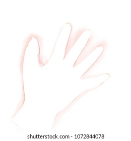White hand on white background with hand gesture with shadow.