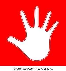 White hand on a red background