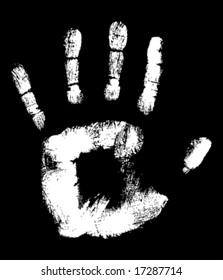 White Hand print on black fully editable vector illustration