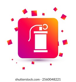 White Hand smoke grenade icon isolated on white background. Bomb explosion. Square color button. Vector