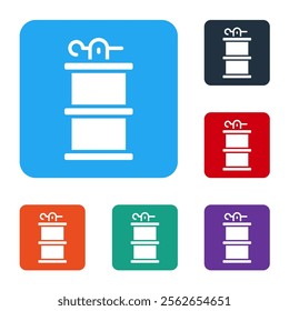 White Hand smoke grenade icon isolated on white background. Bomb explosion. Set icons in color square buttons. Vector
