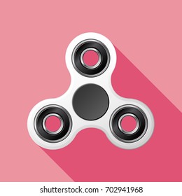 White Hand Spinner with Shadow. Vector Illustration. Fidget Toy, Stress Relief.