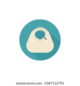 White handbag with a brown clasp icon