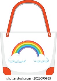 Un bolso blanco con ilustración de un patrón de arco iris