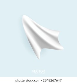 White handkerchief. Blank white hanging linen towel isolated on transparent background. Vector realistic illustration