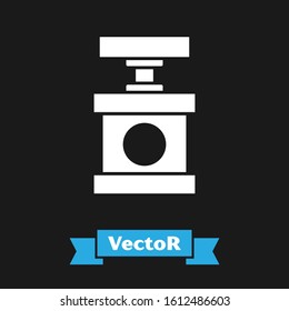 White Handle detonator for dynamite icon isolated on black background.  Vector Illustration