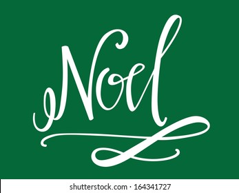 White Hand-Lettered Noel on White Background