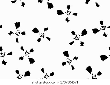 White Handmade Seamless Hipster Scribble Graphic Textile. Retro Random Shape Black Cross Design. Repeating Simple Blob Print. Monochrome Shape