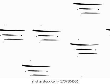 White Handmade Seamless Stripes Simple Modern Pattern. Cross Random Handdrawn Black Style Illustration. Scandinavian Texture Sketch Illustration. Monochrome Marker