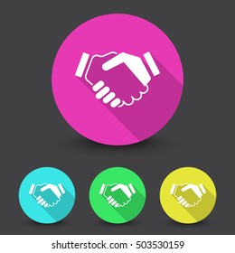 White Handshake Agreement icon in different colors set
