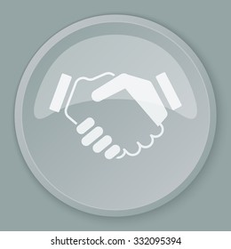 White Handshake Agreement icon on grey web button
