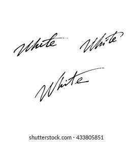 White handwritten phrase isolated on  white background